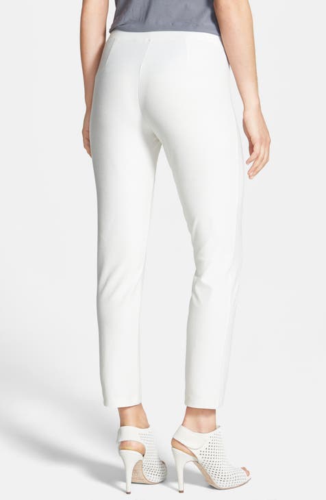 Eileen Fisher Petite High-waist Stretch Crepe Slim Ankle Pants In