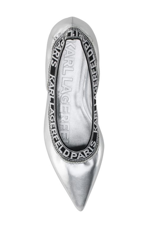 Karl Lagerfeld Paris Vinette Pointed Toe Flat In Silver