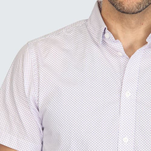 Vustra Diamond Block Print Short Sleeve Shirt In White
