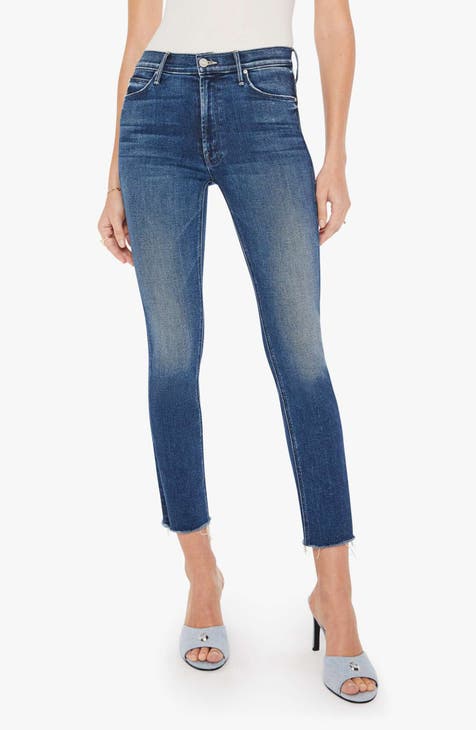 Ripped Jeans Women Ankle Length Capri Pants High Stretch Denim