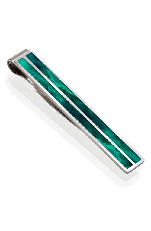 M-Clip Mother-of-Pearl Tie Clip in Silver/Teal at Nordstrom