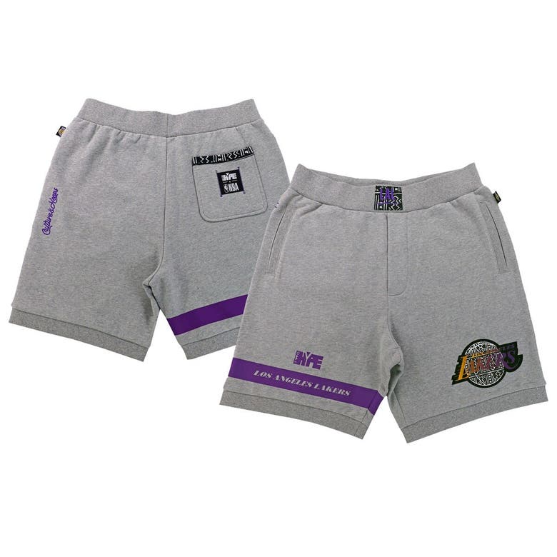 Shop Two Hype Unisex Nba X   Heather Gray Los Angeles Lakers Culture & Hoops Premium Classic Fleece Shorts