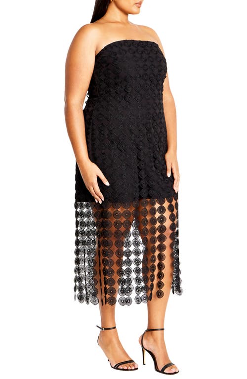 City Chic Ebony Strapless Crochet Lace Minidress In Black