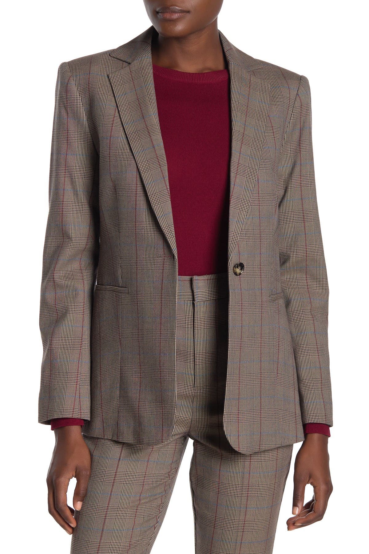 plaid wool blazer womens