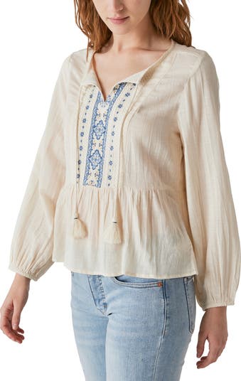 Lucky Brand Embroidered Cotton Jersey Camisole