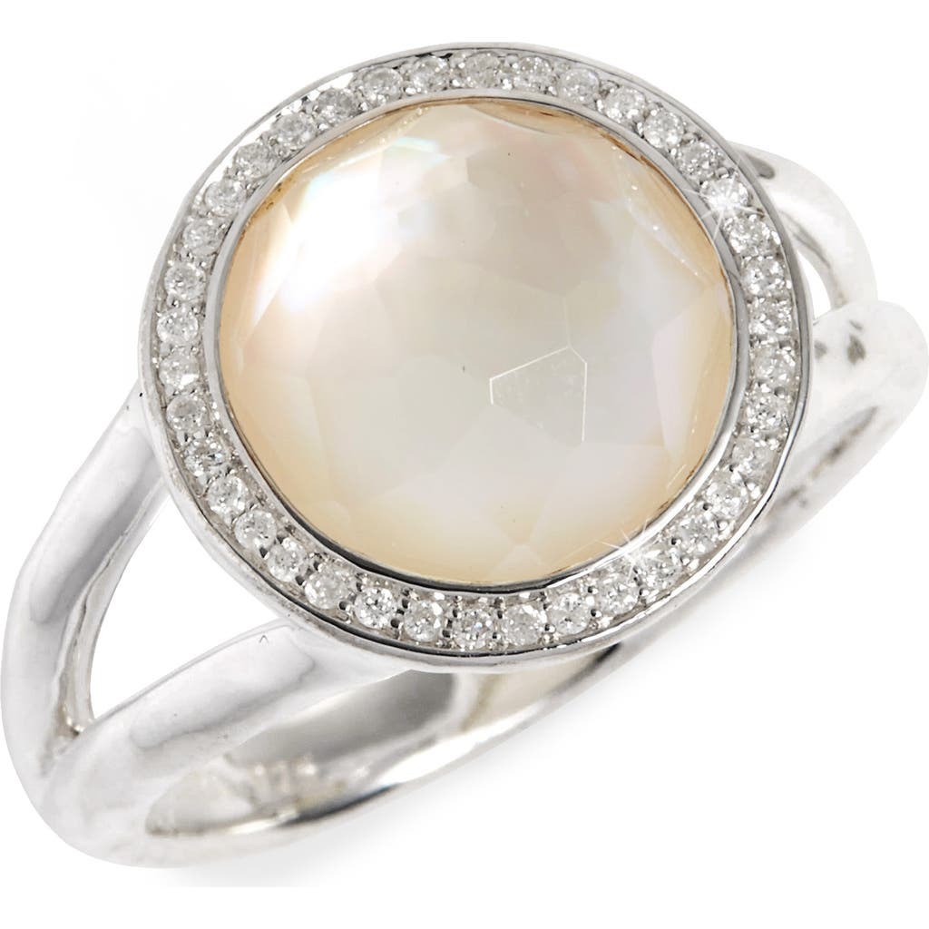 Ippolita Stella Mini Lollipop Ring In Mother-of-pearl Doublet With Diamonds, 0.15 In Silver/white Mother Of Pearl