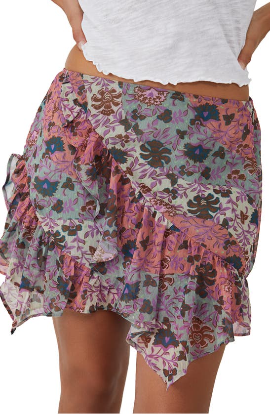 Shop Free People Sammy Floral Miniskirt In Granite Combo