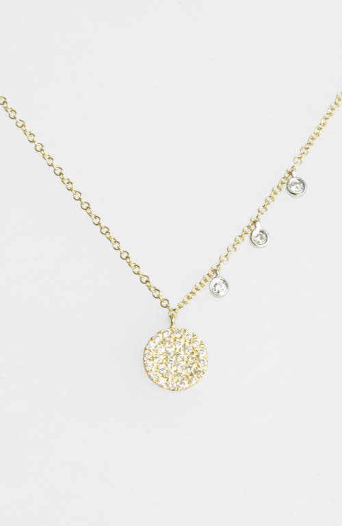 Meira T Dazzling Diamond Disc Pendant Necklace in Yellow Gold at Nordstrom, Size 18