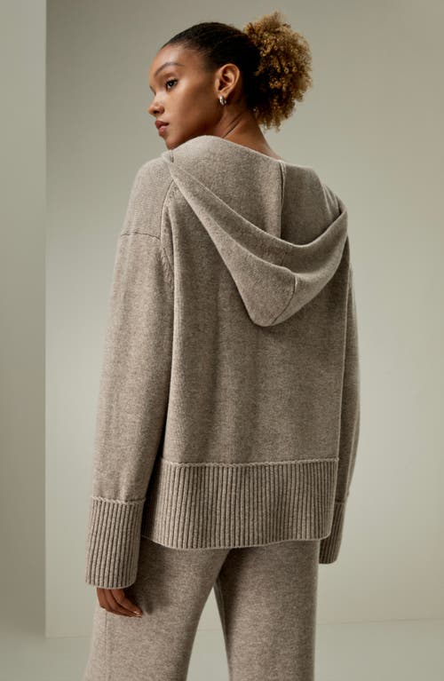 Lilysilk V Neck Wool-cashmere Blend Hoodie For Women In Camel