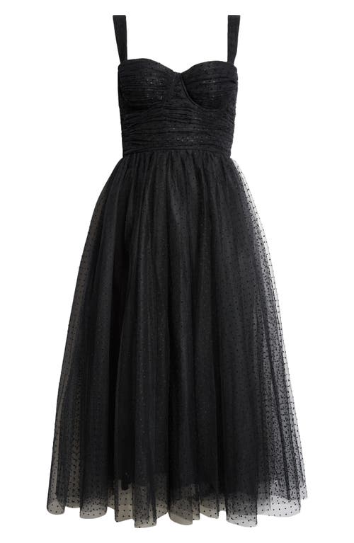 Shop Zimmermann Flocked Polka Dot Tulle Midi Dress In Black