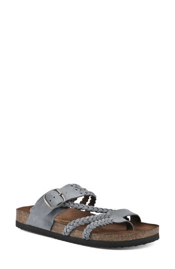 White Mountain Footwear Hayleigh Braided Leather Footbed Sandal In Gray