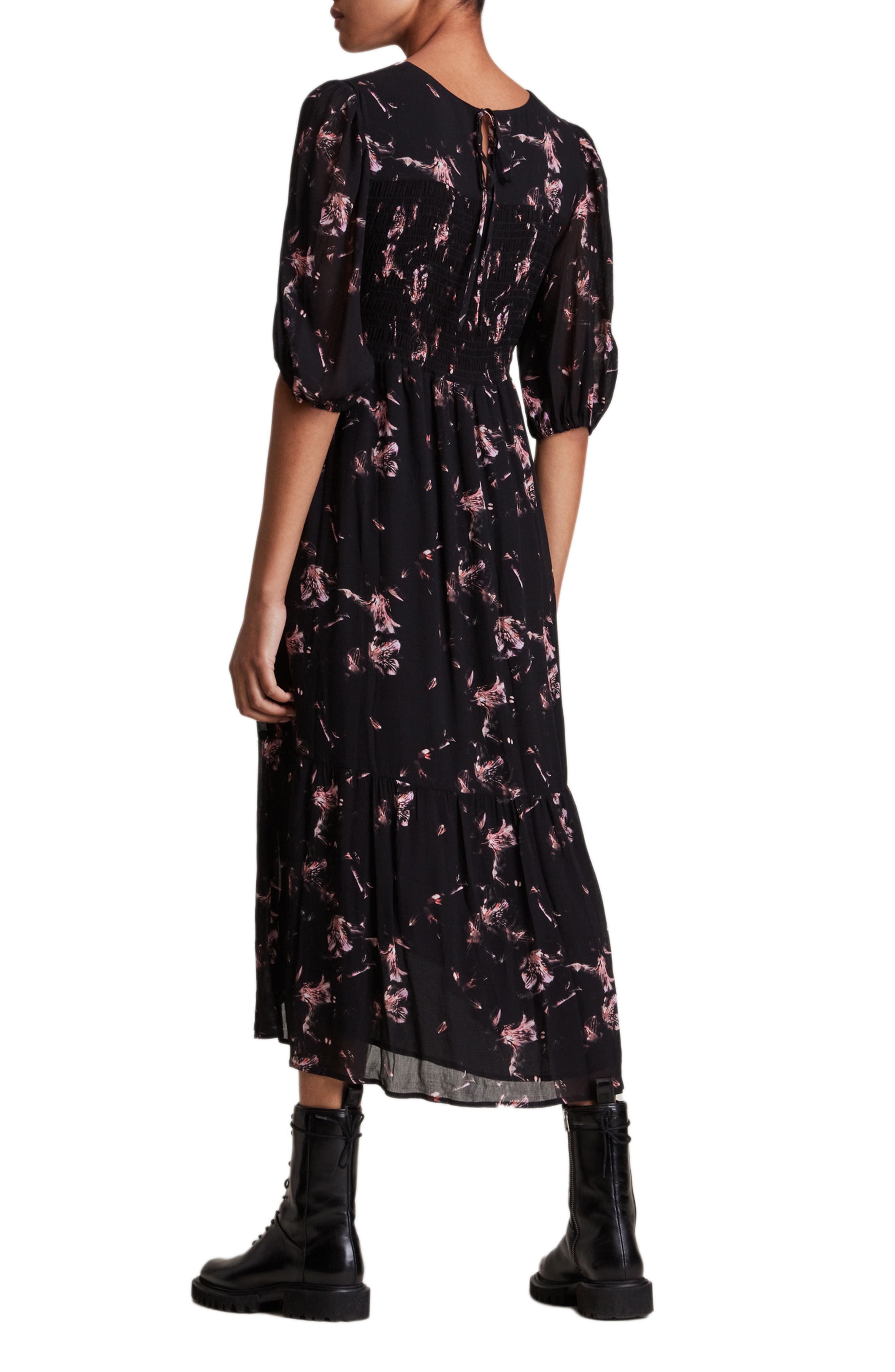 AllSaints Sadie Vimur High/Low Midi Dress | Nordstrom