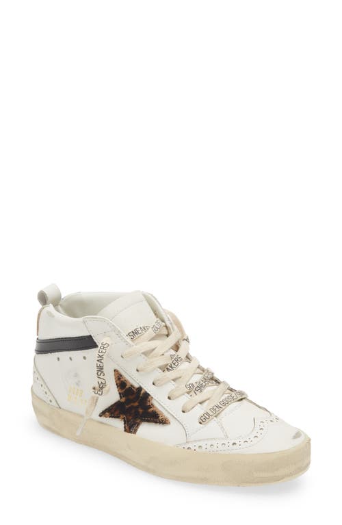 Golden Goose Mid Star Sneaker In White/leopard