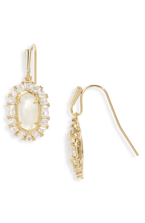 Kendra Scott Elisa Crystal Frame Mother-of-Pearl Drop Earrings in Gold Ivory Mother Of Pearl at Nordstrom