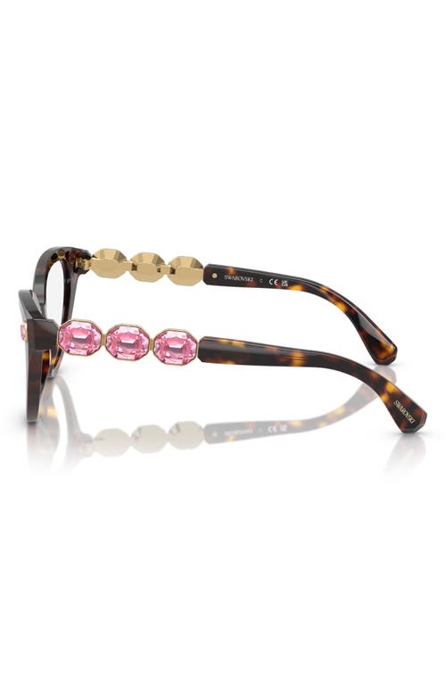 Swarovski 53mm Cat Eye Optical Glasses In Havana