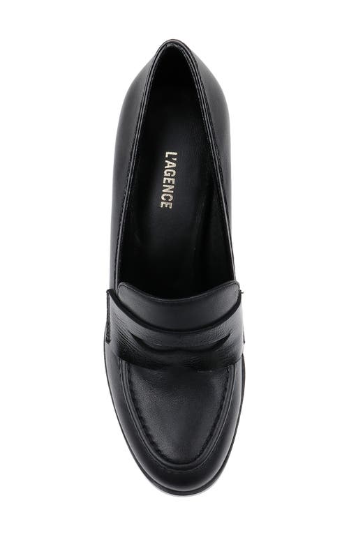 Shop L Agence L'agence Blanche Penny Loafer Pump In Black Leather