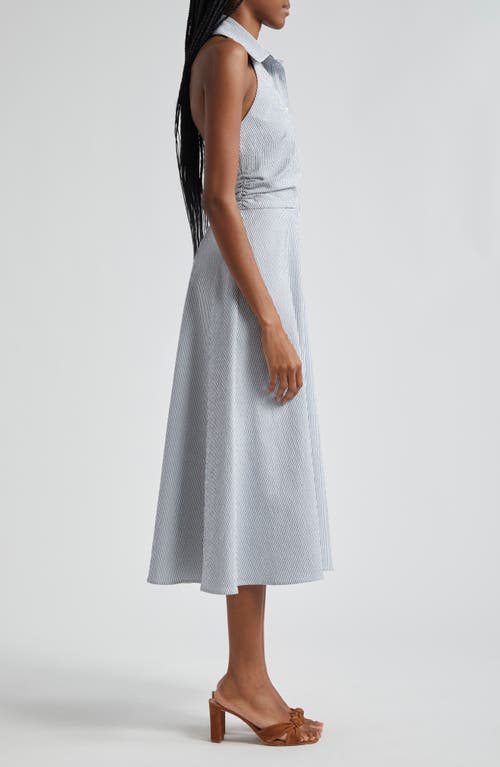 Shop Veronica Beard Mackey Seersucker Shirtdress In Blue/white