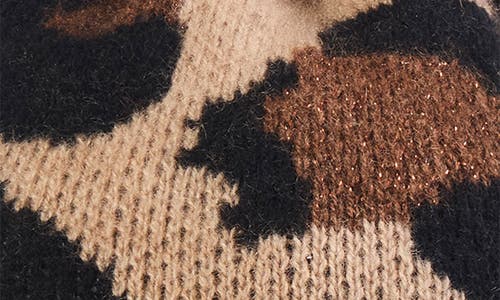Amicale Genuine Shearling Pompom & Cashmere Knit Beanie In Camel