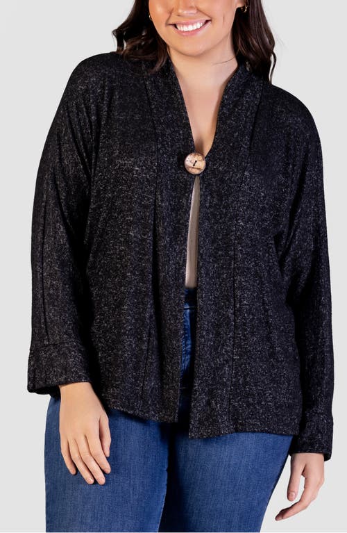 24seven Comfort Apparel Plus Size Button Front Long Sleeve Cardigan Sweater In Black
