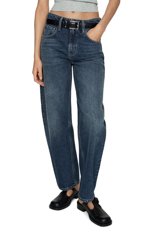 Shop Mango High Waist Slouchy Barrel Jeans In Open Blue