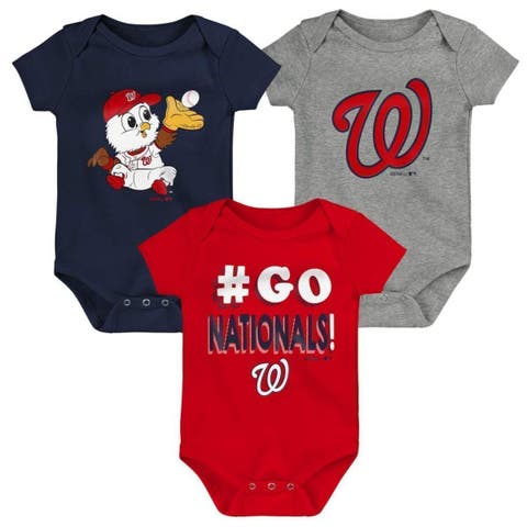 Infant Red/Navy/Gray Washington Nationals Born To Win 3-Pack Bodysuit Set