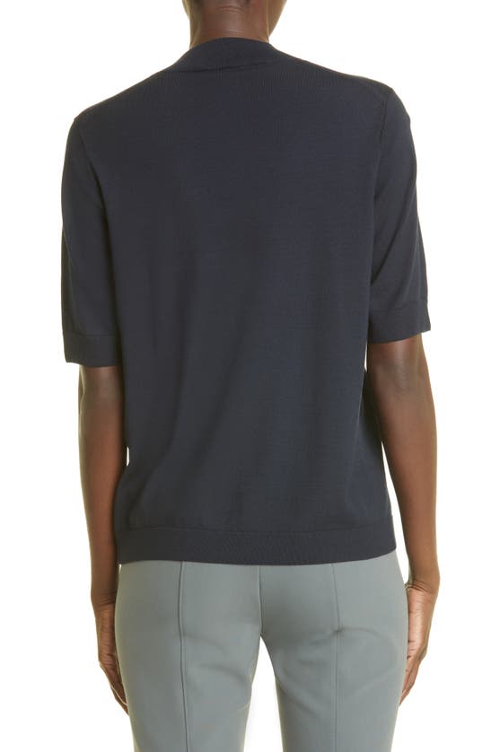 Lafayette 148 Mock Neck Short Sleeve Sweater In Ink