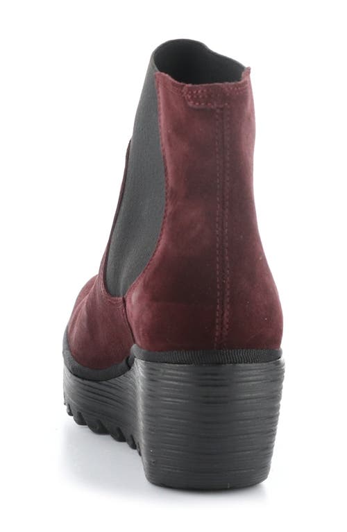 Fly London Yade Wedge Bootie In Wine Oil Suede