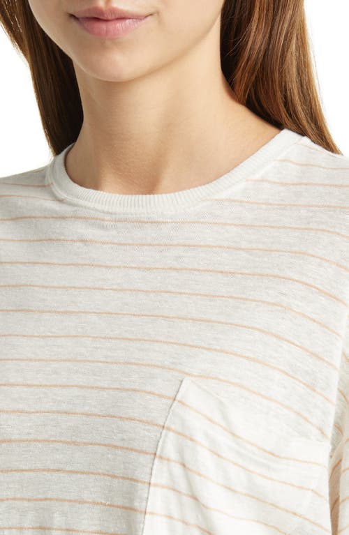 Frame Stripe Organic Linen Pocket T-shirt In Blush Multi