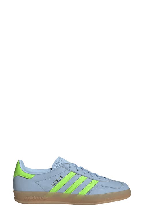 Shop Adidas Originals Adidas Gazelle Indoor Sneaker In Clear Sky/solar Green/gum 3