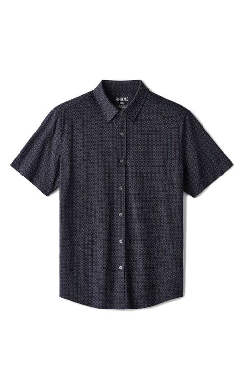 Shop Rhone Commuter Short Sleeve Performance Button-down Shirt In Navy Geo Print