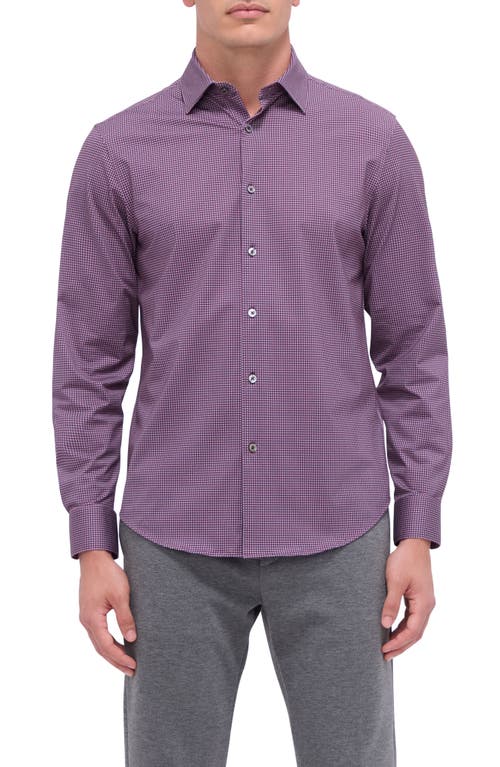 Bugatchi James OoohCotton® Micropattern Button-Up Shirt in Plum 