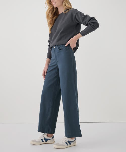 Shop Pact Organic Stretch Twill Denim Wide Leg Pant In Slate Blue