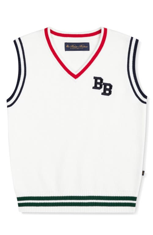 Brooks Brothers Kids' Embroidered Cotton Sweater Vest In White