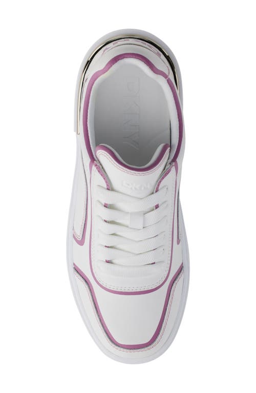 Dkny Baylor Platform Sneaker In White/pink