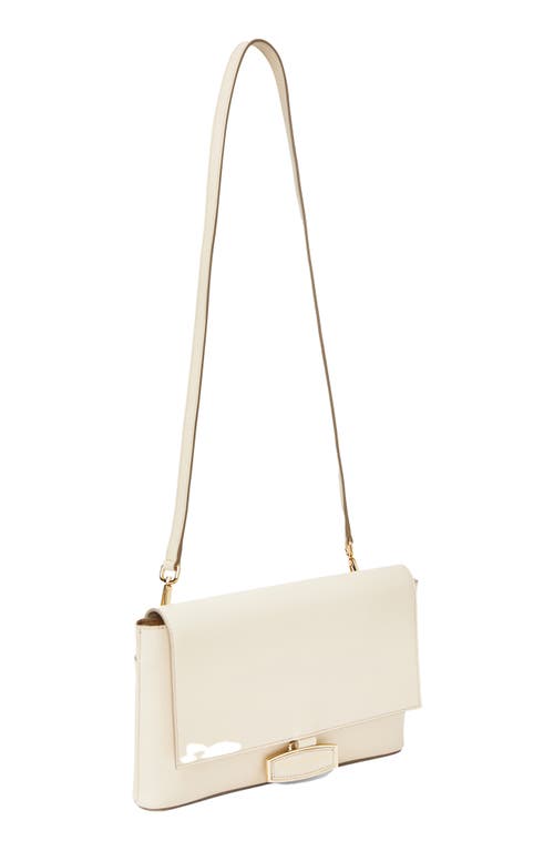 Bruno Magli Stella Leather Clutch Crossbody In Cream