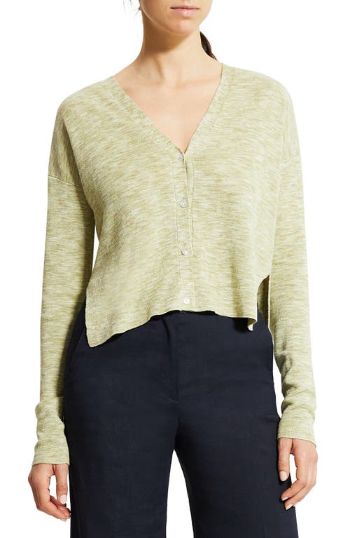 Shop Theory Hanalee Space Dye Linen Blend Cardigan In Key Lime Multi