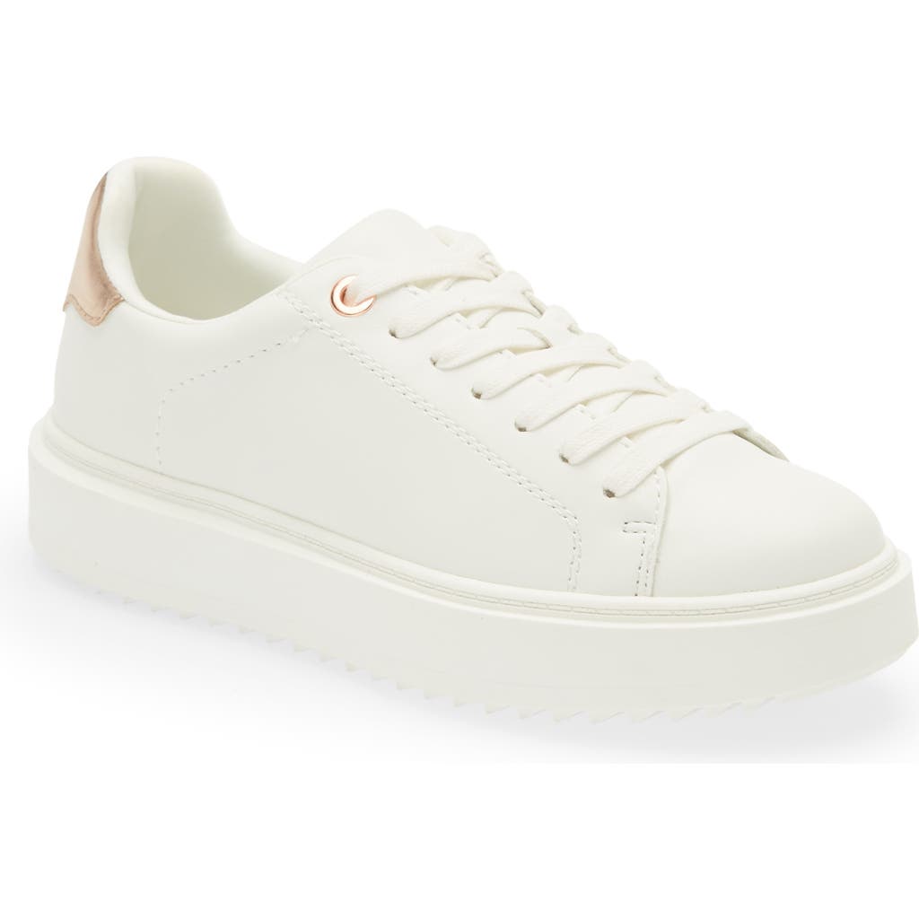 Steve Madden Charlie Platform Sneaker In White/rose Gold