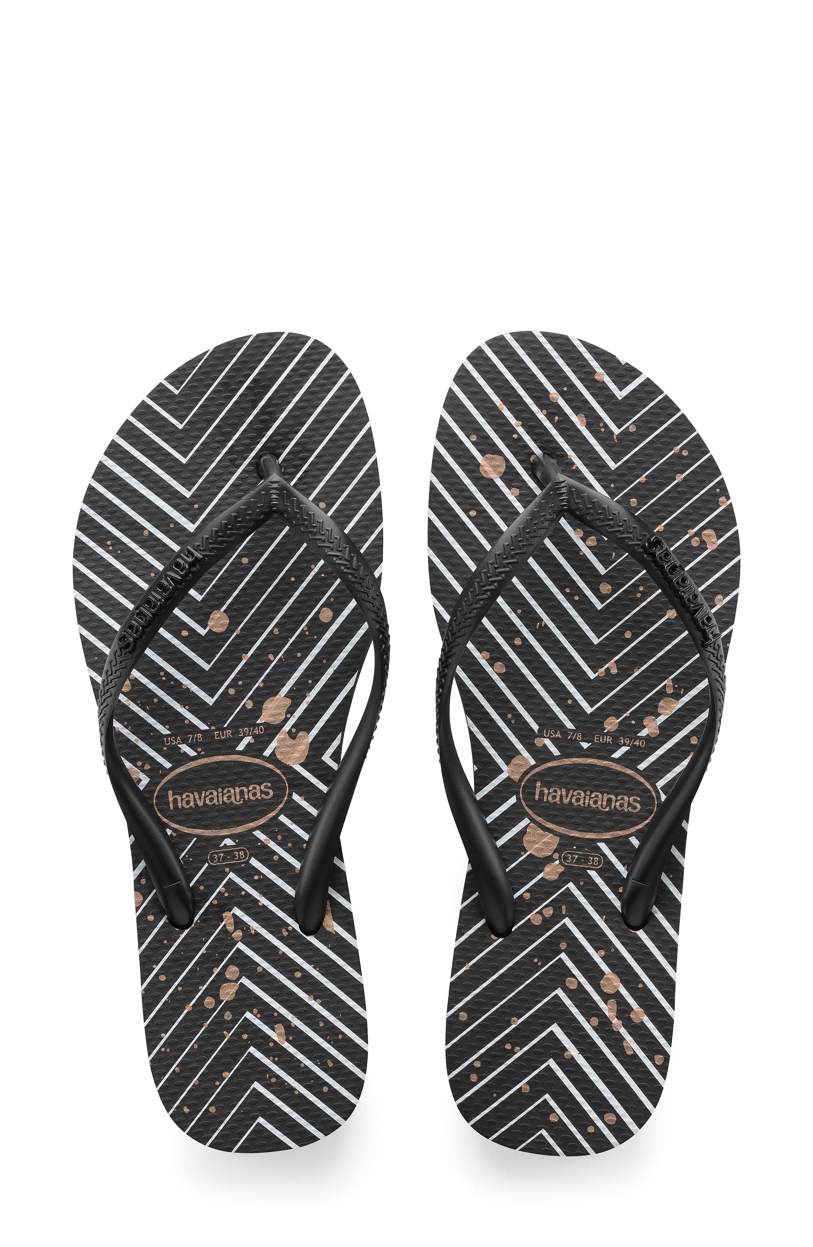 Havaianas Slim Logo Flip Flop, /36 BR - Black