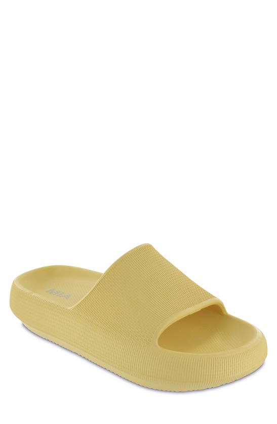 Mia Lexa Platform Slide Sandal In Pastel Yellow