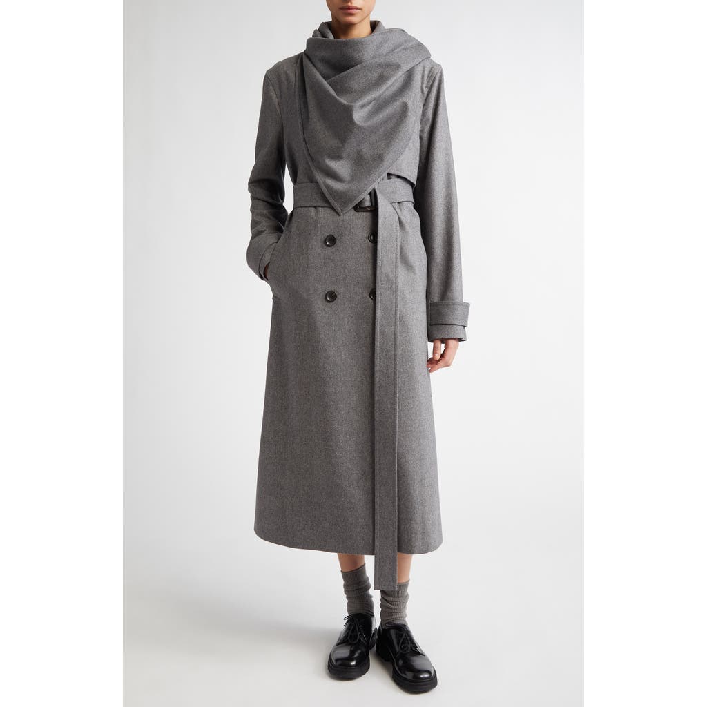 Maria McManus Stretch Wool & Cashmere Cloak Trench Coat in Charcoal Melange