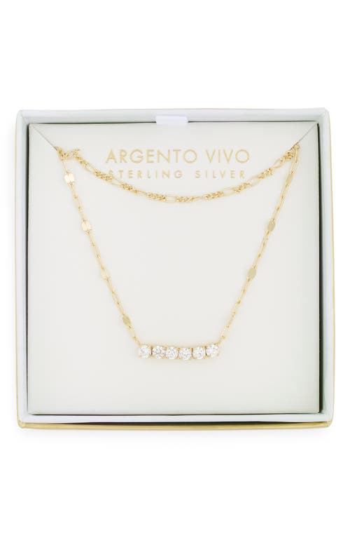 Argento Vivo Sterling Silver Cubic Zirconia Layered Necklace In Gold