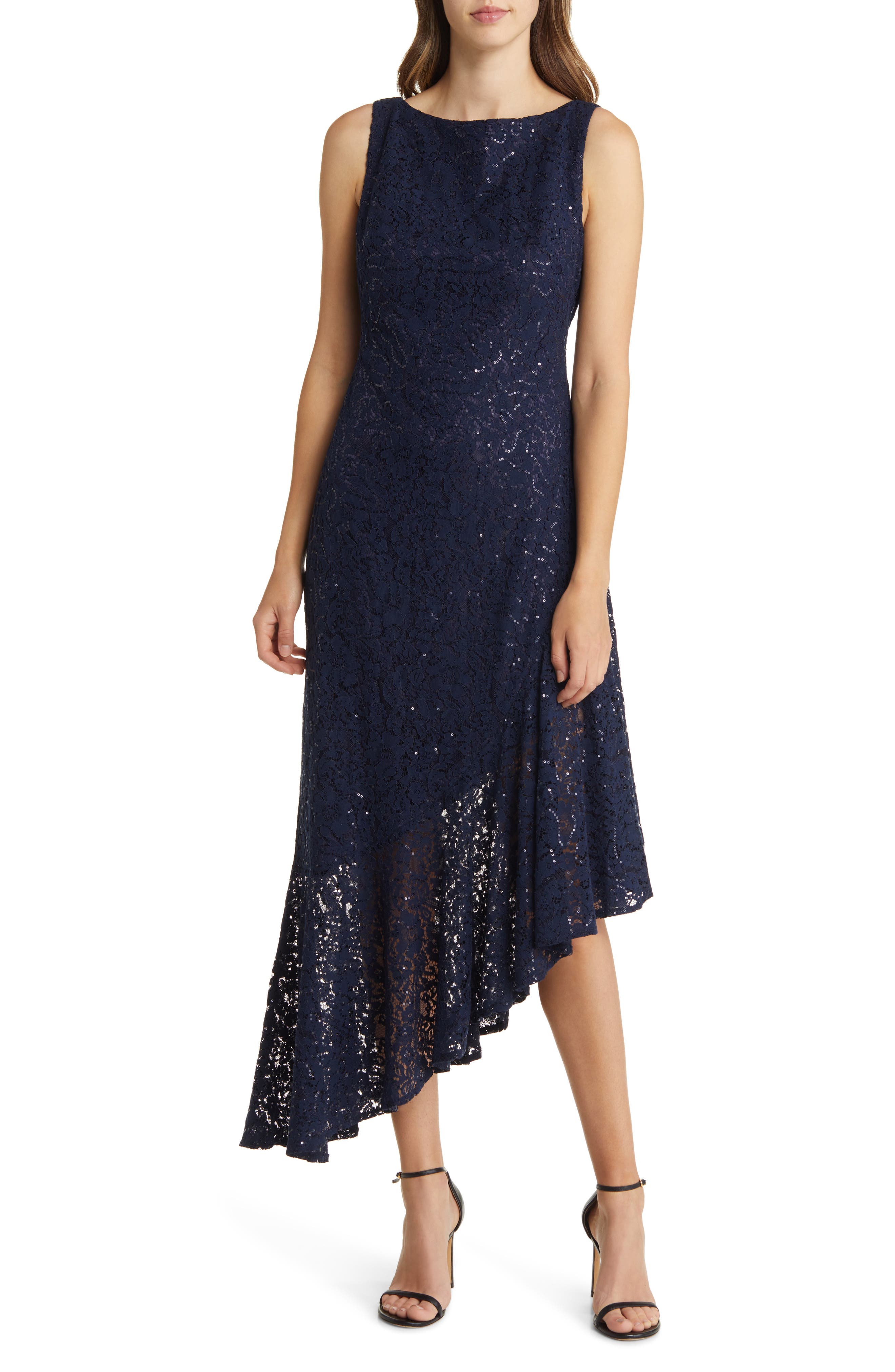 eliza j asymmetric hem lace dress Lace Asymmetric Cocktail Dress (Women)