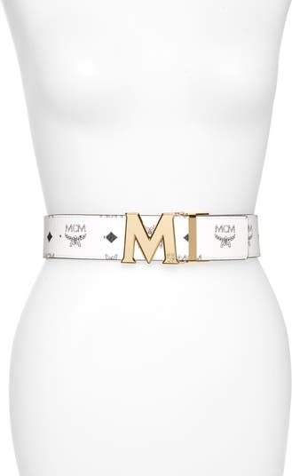 MCM Reversible One Size Belt White One Size at  Women's Clothing store
