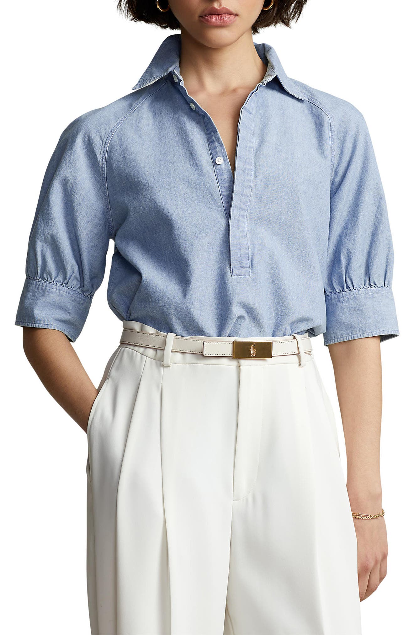 Ralph Lauren Collection Synthetic Blouse in Sky Blue Womens Clothing Tops Blouses Blue 