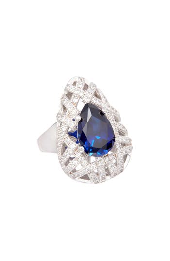 Suzy Levian Cubic Zirconia Ring In Blue