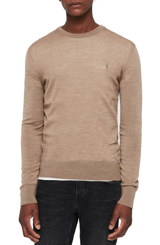 Allsaints Mode Slim Fit Wool Sweater In Almond Brown Marl