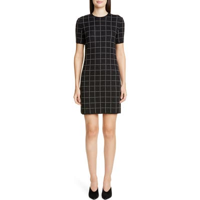 St. John Collection Windowpane Jacquard Sweater Dress, Black