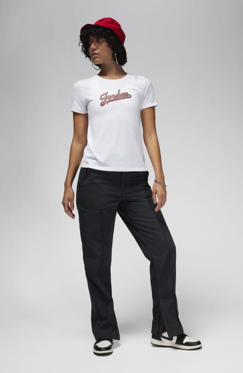 Shop Nike Jordan Slim Fit Graphic T-shirt In White/dune Red