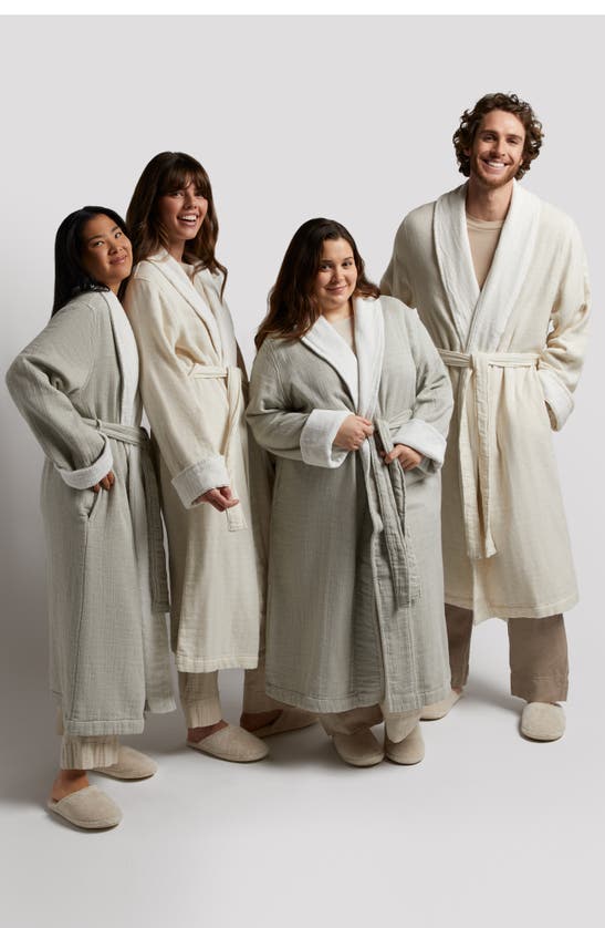 Shop Parachute Cloud Organic Cotton & Linen Robe In Moss With Cream