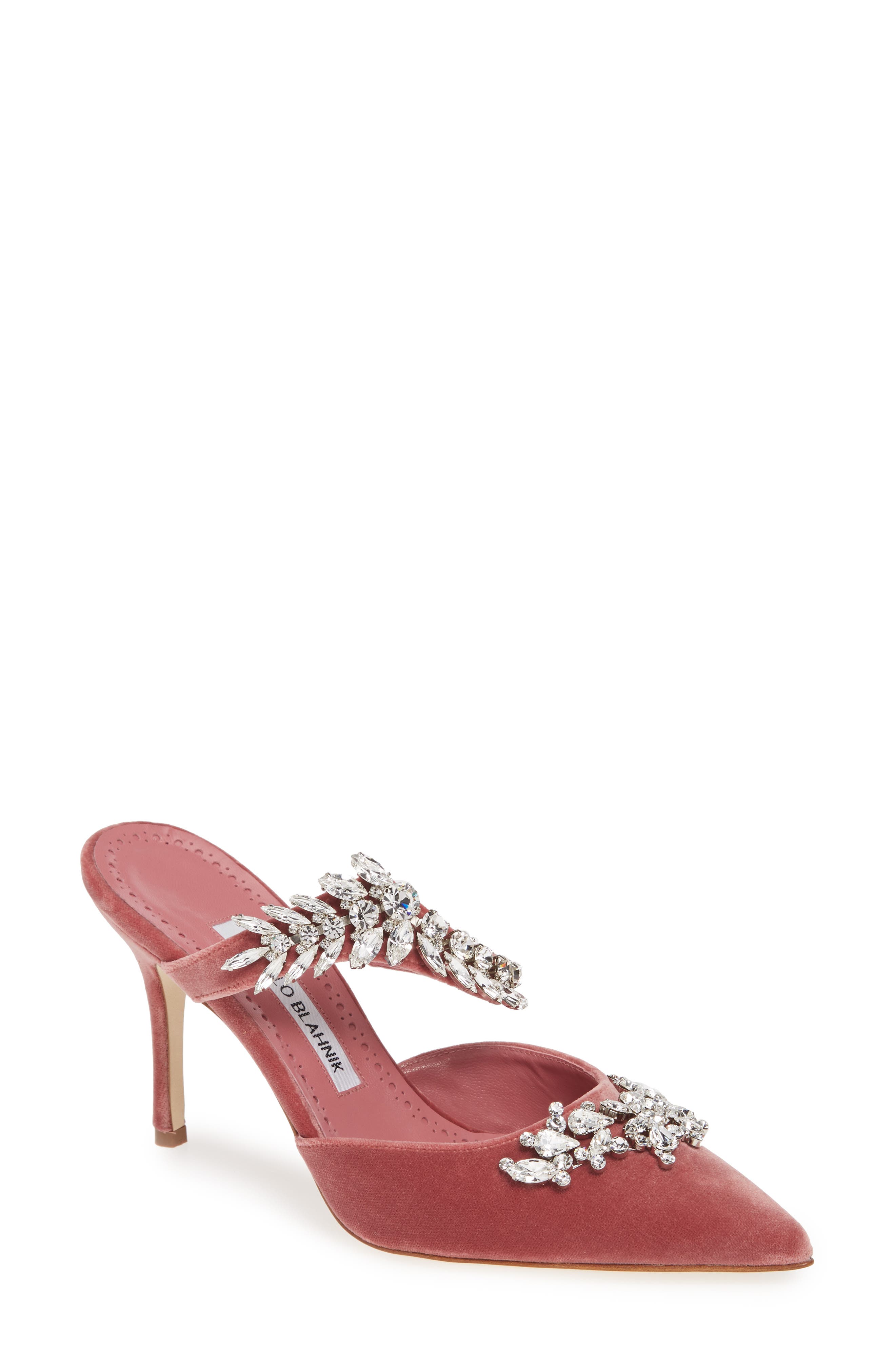 Manolo Blahnik Lurum Jewel Leaf Mule, Pink